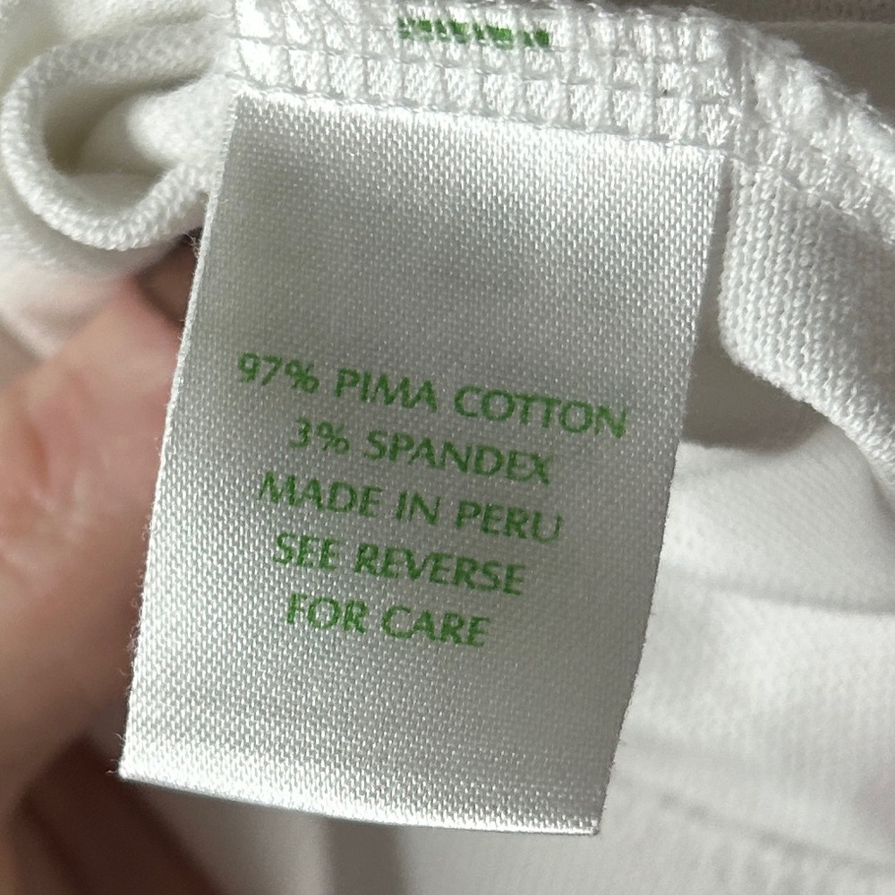 LILLY PULITZER White Chic Fit Pique Polo Logo Y2K Preppy Golf Tennis Resort Sz L - Picture 13 of 14